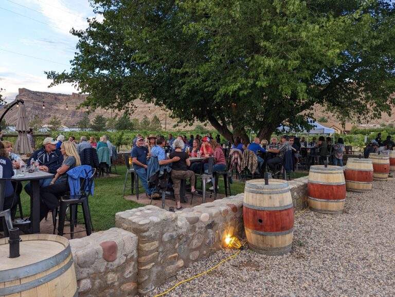 Winery Courtyard Full of guests on a September Evening