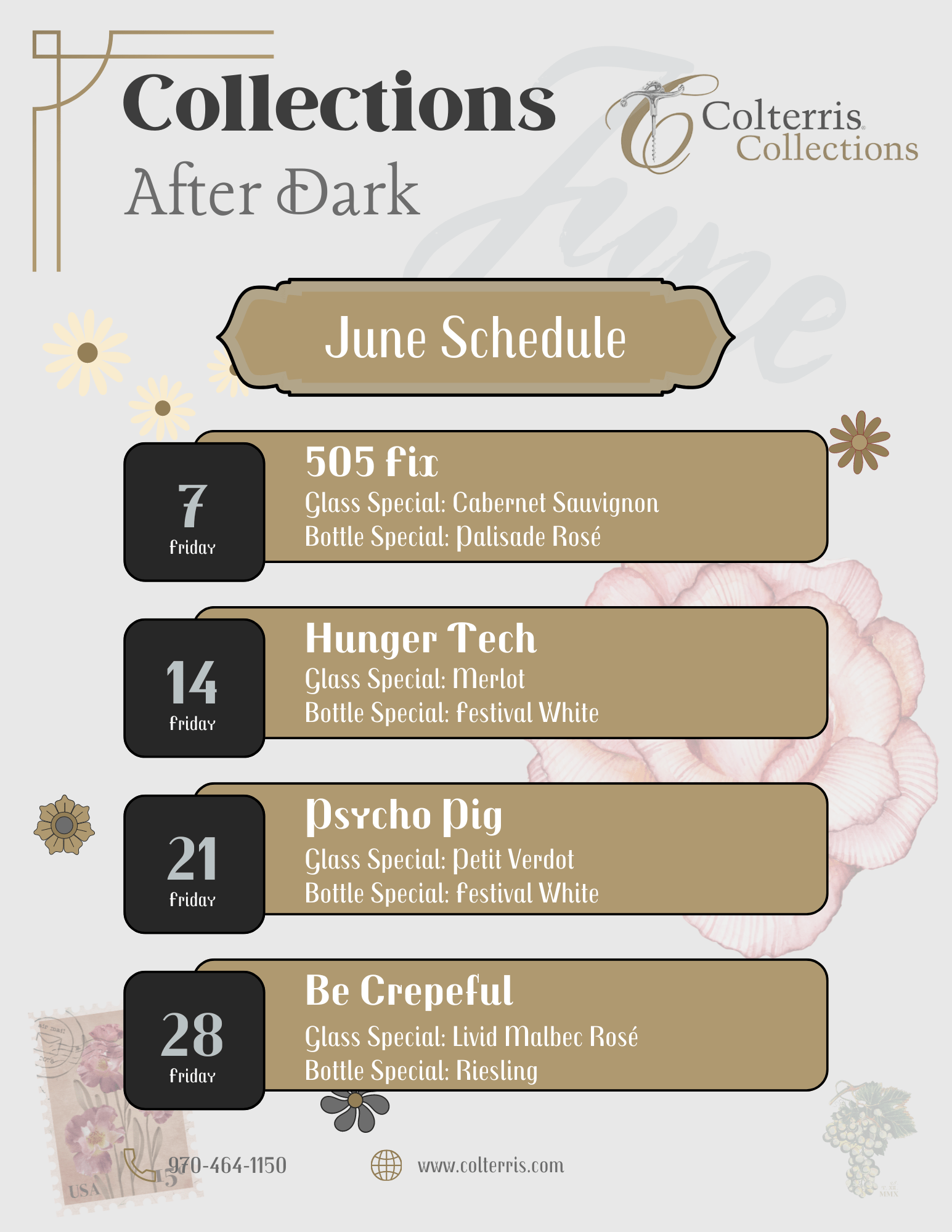 Colterris Collections After Dark June Food Truck Schedule.